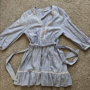 Zara Blue Striped Long Sleeve Dress